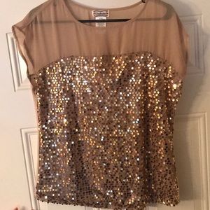 2/$12 Gold sequins XL blouse